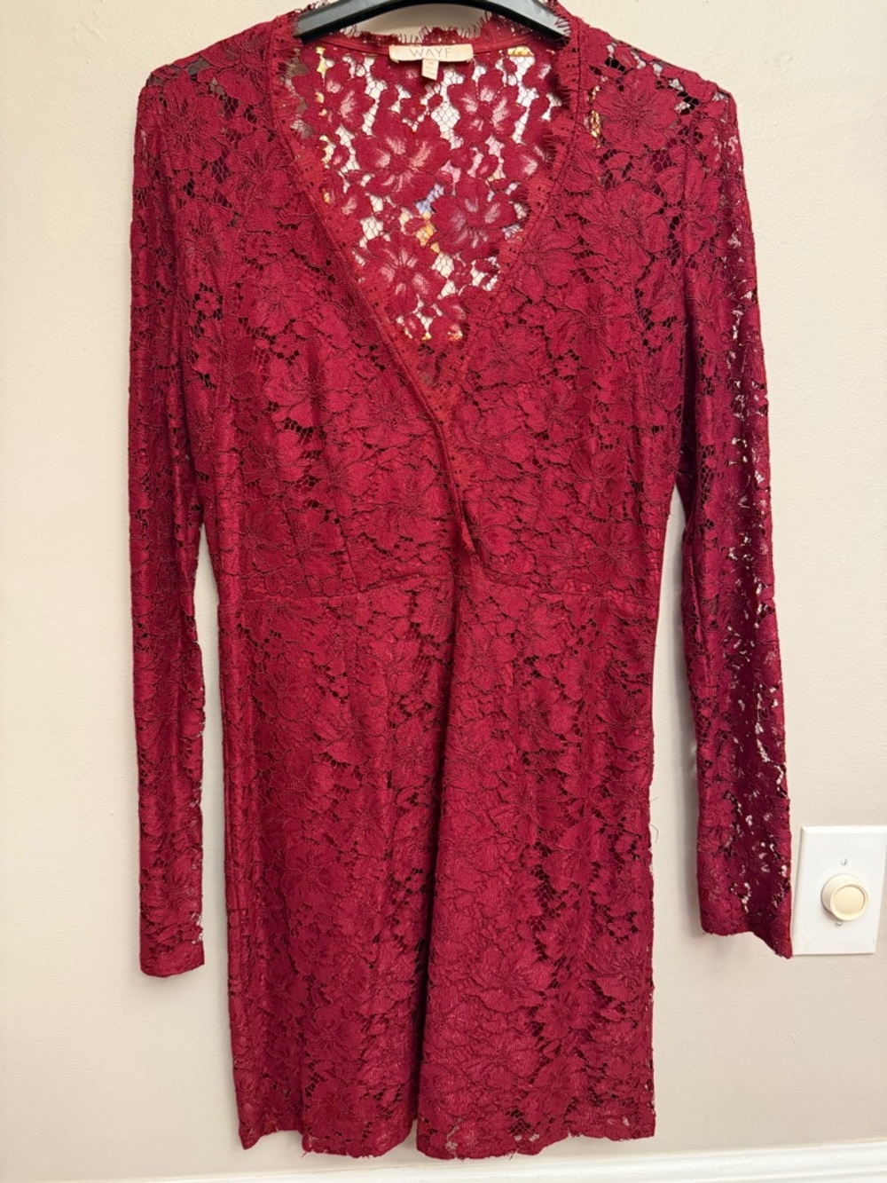 Wayf Wine Lace Floral Top